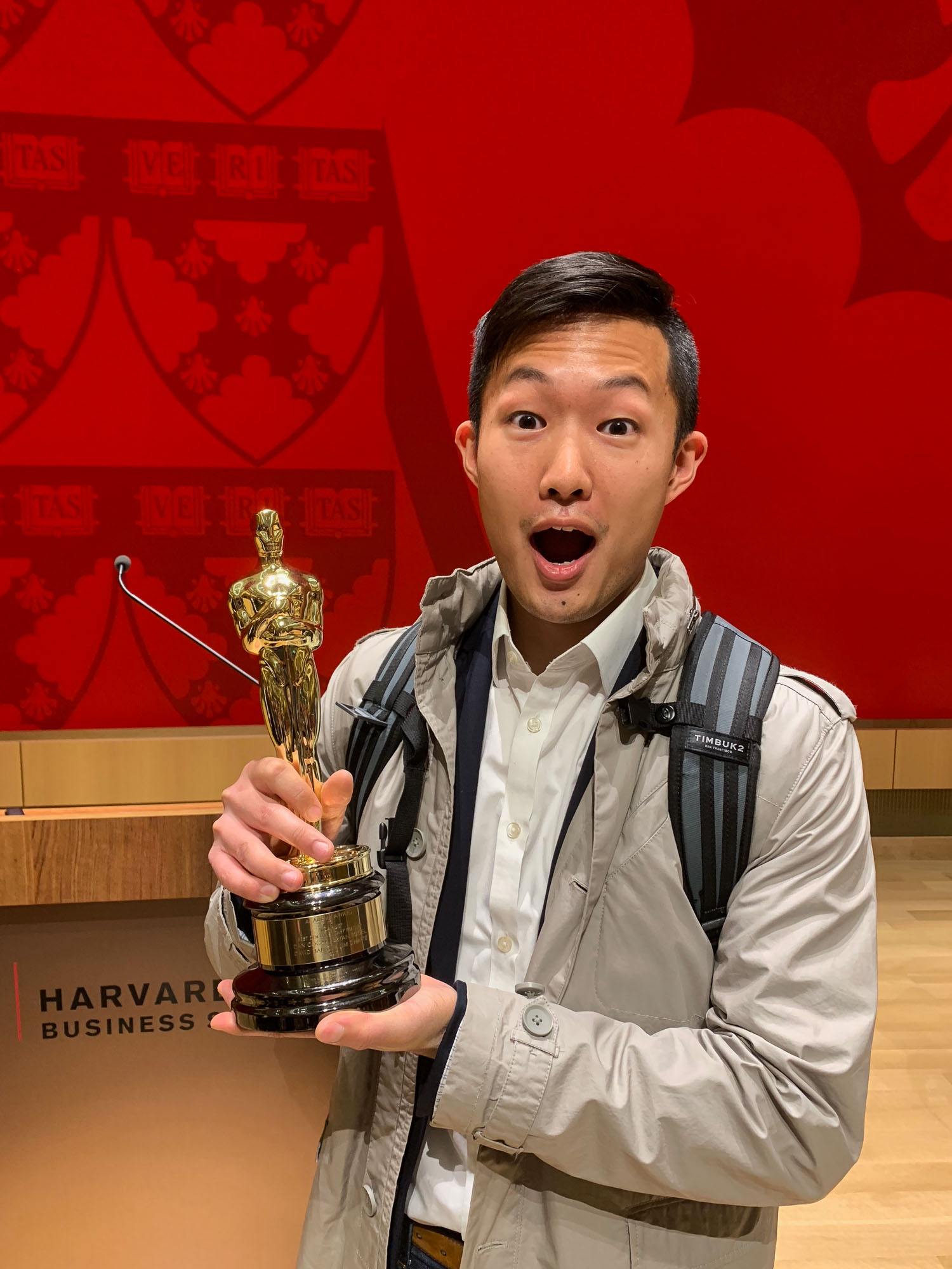 Earl Lee at Harvard Business School with Academy Award